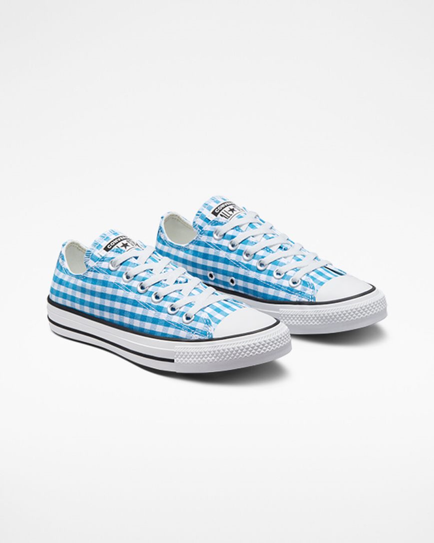 Women's Converse Chuck Taylor All Star Gingham Low Top Shoes Blue / White / Black | AU E0891T